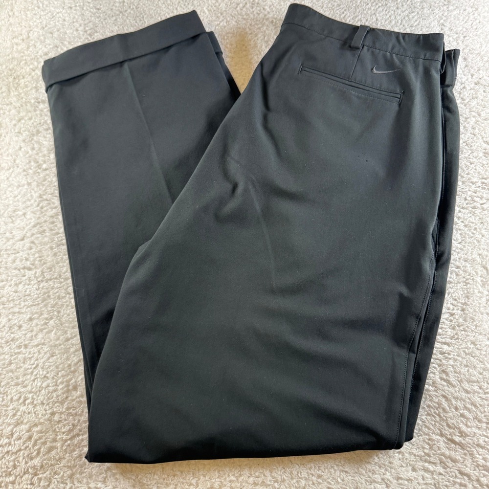Nike Golf Pants Mens 36x30 Black Excellent Pleated Dri-FIT Cuffed Trousers